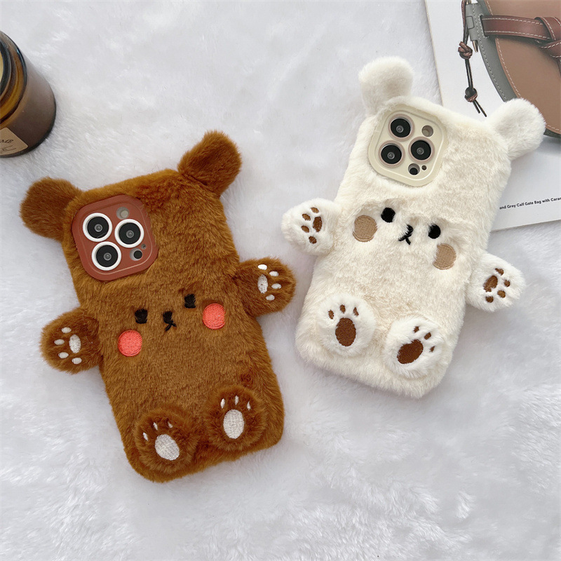 Korean 3D Cartoon Bear Fluffy  - Apple Iphone 15 Pro Max ulasan dan harga